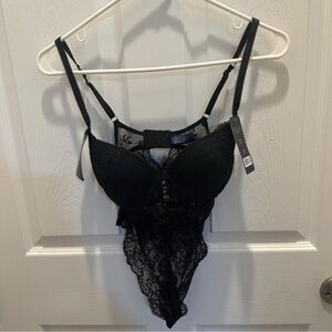 Rachel Roy Black Lace Underwire Bodysuit